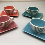 4 tasses à café en céramique vintage éditées par lbvyr circa