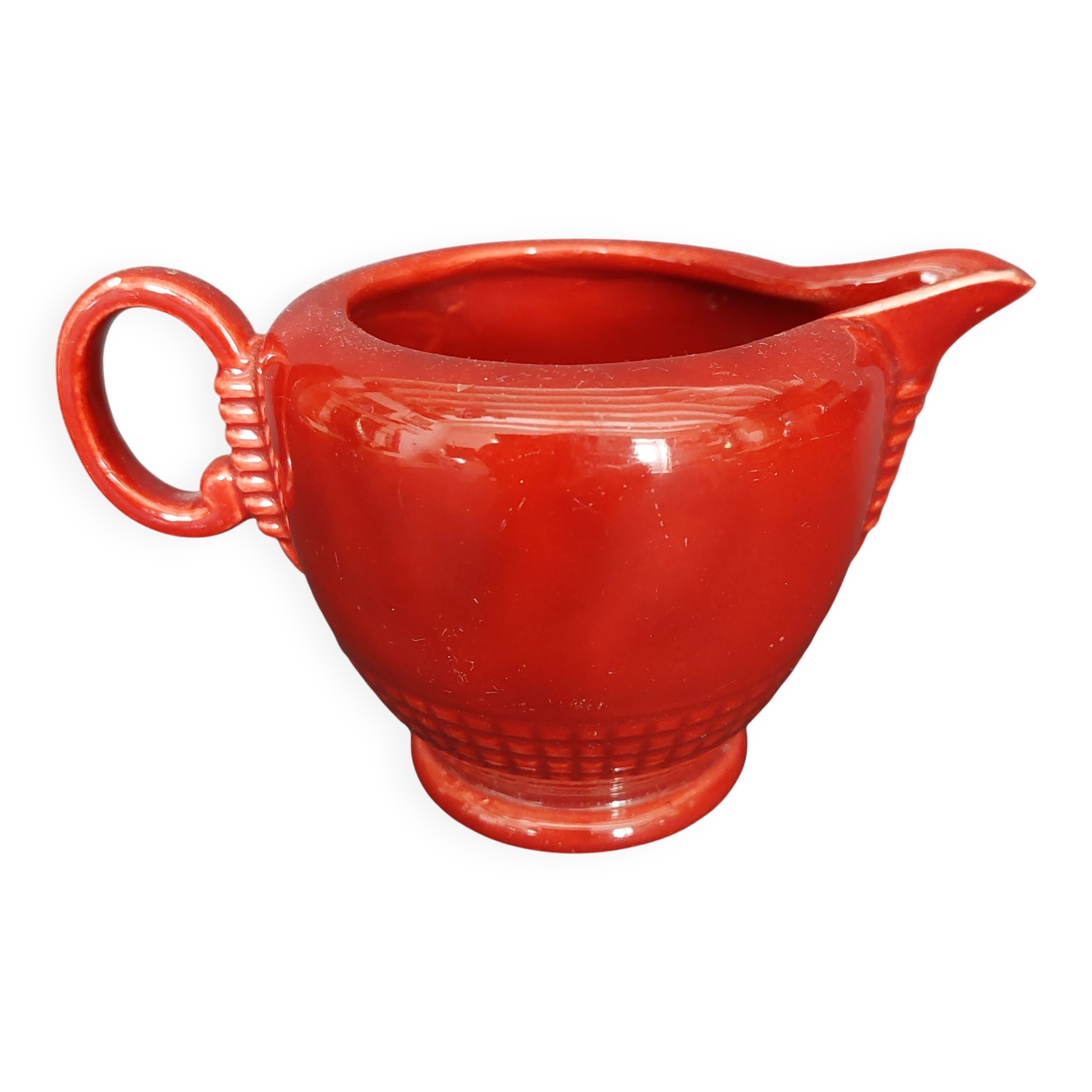 Ceramic cream pot in raspberry colour B. Letalle Saint Clément.
