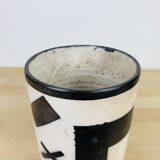 Scroll vase geometric decor, raku