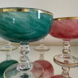 Multi-colored Venetian crystal ice cream cups