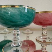 Multi-colored Venetian crystal ice cream cups