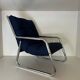 Fauteuil tubulaire chromé bleu années 70 Space Age