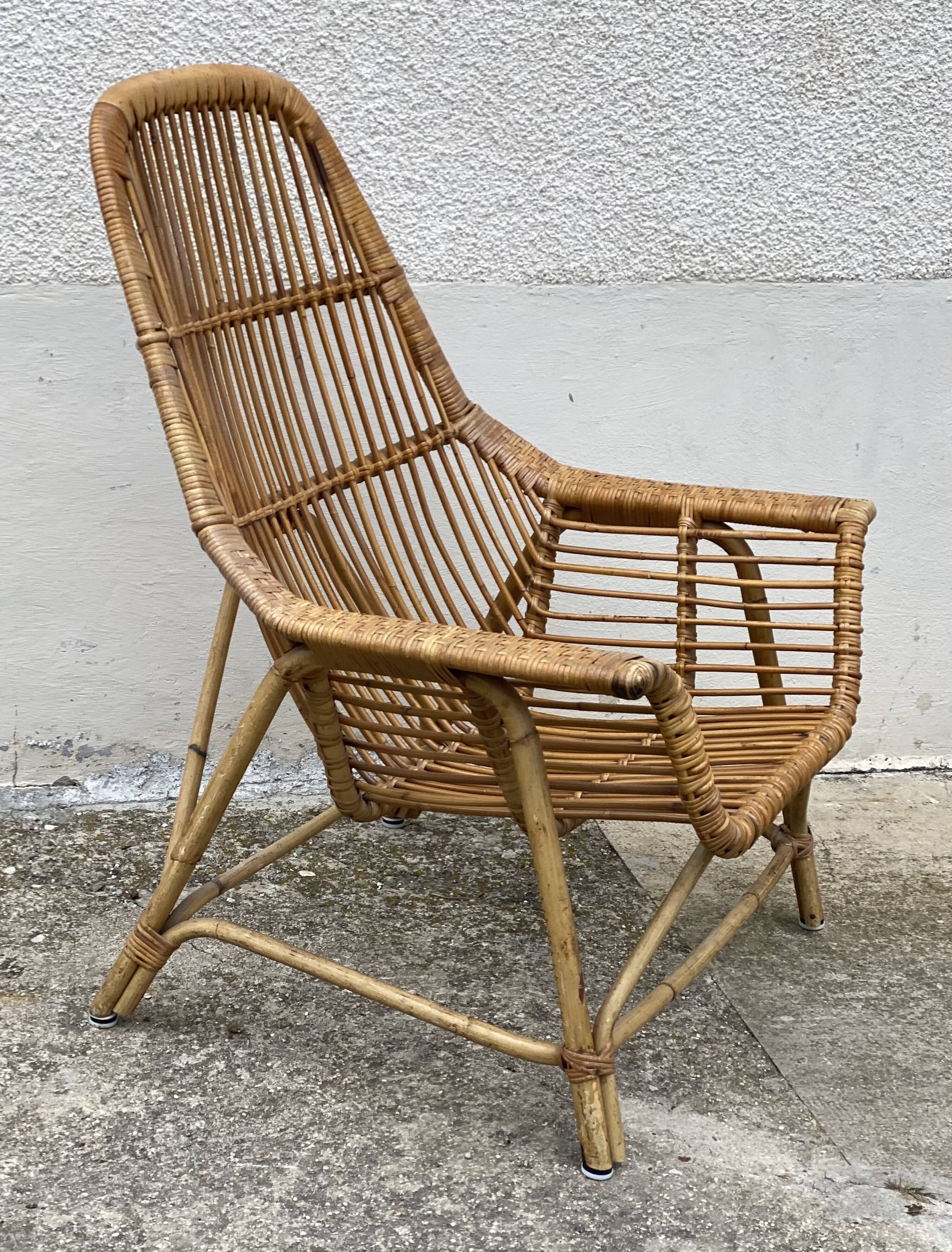 Vintage rattan armchair 1960