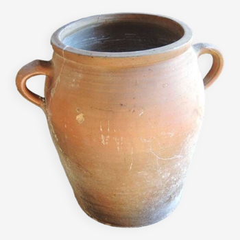 Old Large Unglazed Stoneware Grease Pot H 33.5 cm