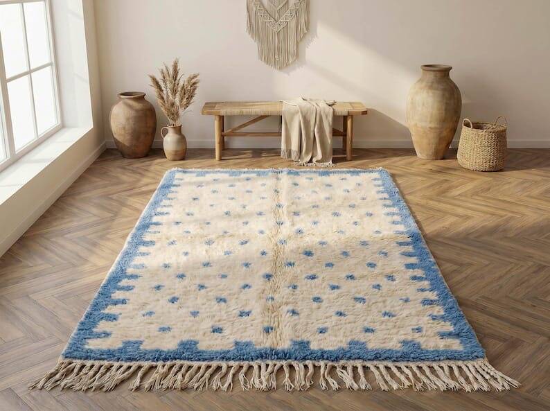 Handmade traditional authentic pure wool rug 2/3 m