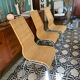 Trio of vintage Ikea rattan and aluminum chairs