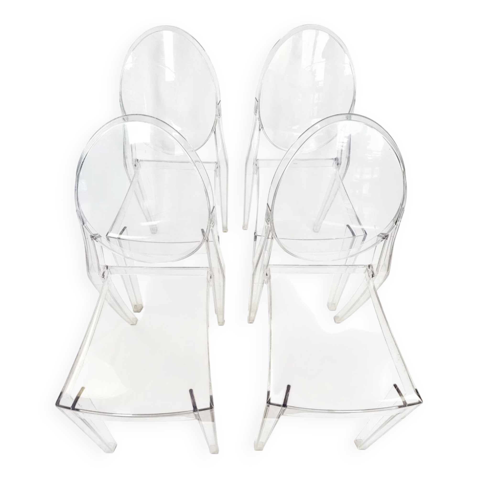 Lot de 4 chaises Ghost Victoria de Philippe Starck pour Kartell