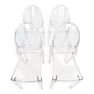 Lot de 4 chaises Ghost Victoria de Philippe Starck pour Kartell
