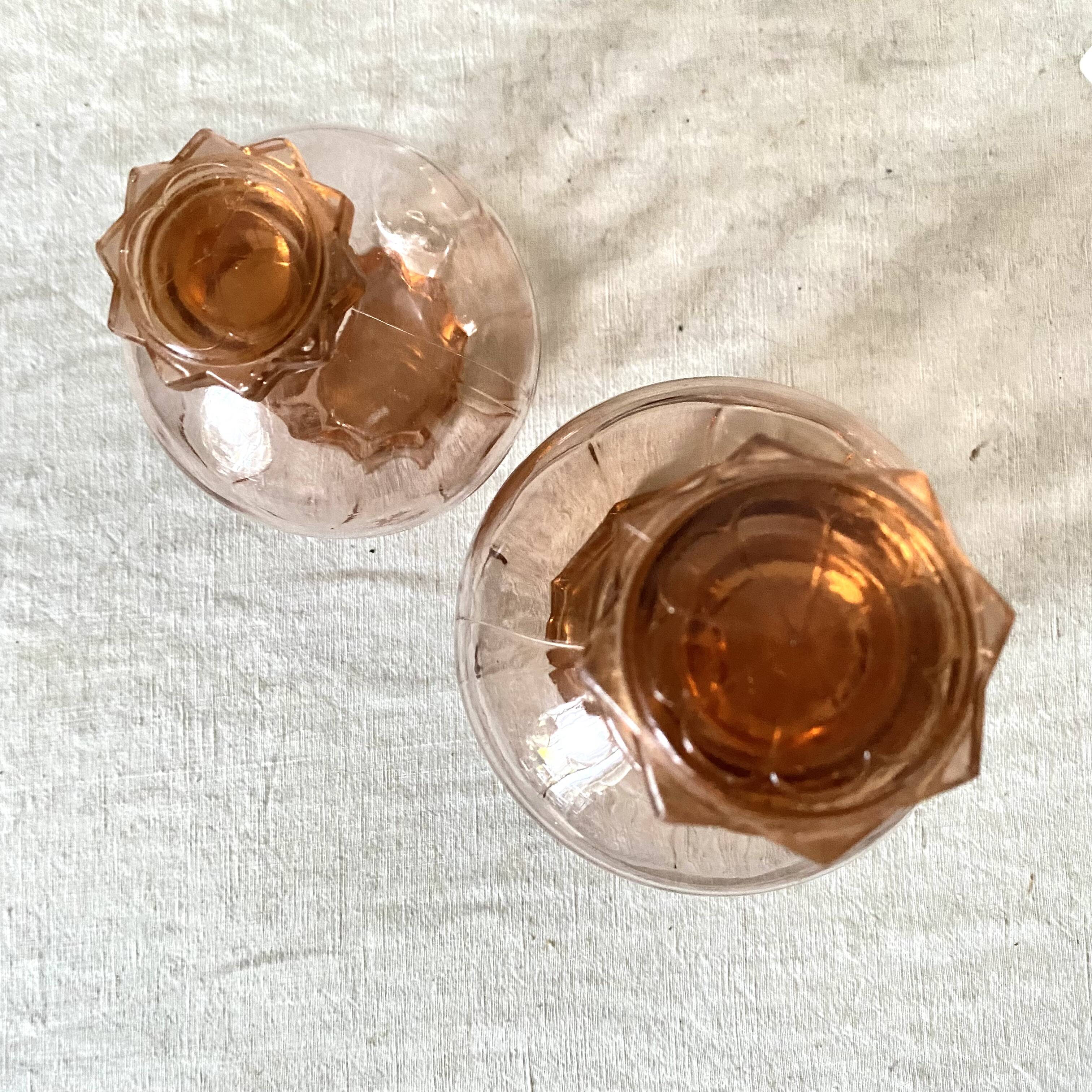 1950s pink glass carafes