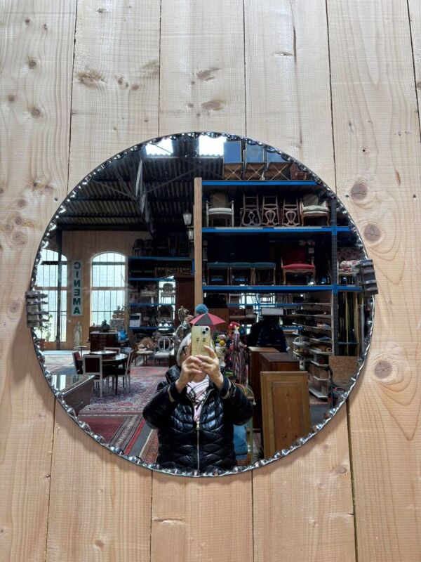 Miroir rond et biseauté Art déco, années 40-50