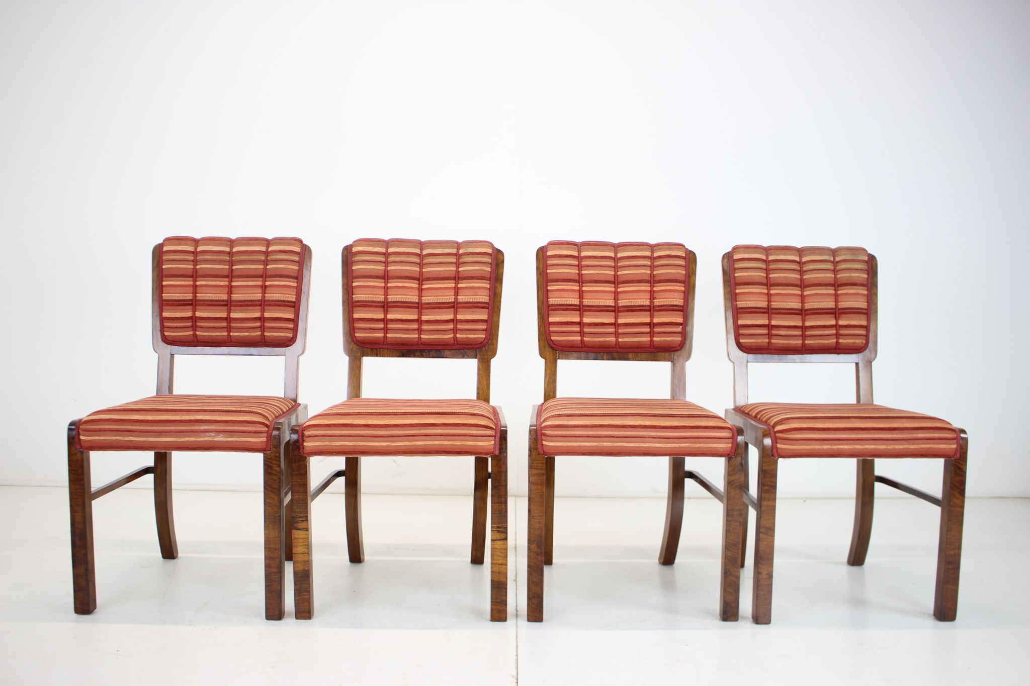 1930s set of 4 art deco dining chairs, czechoslovakia