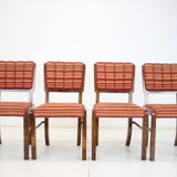 1930s set of 4 art deco dining chairs, czechoslovakia