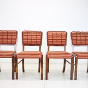 1930s set of 4 art deco dining chairs, czechoslovakia