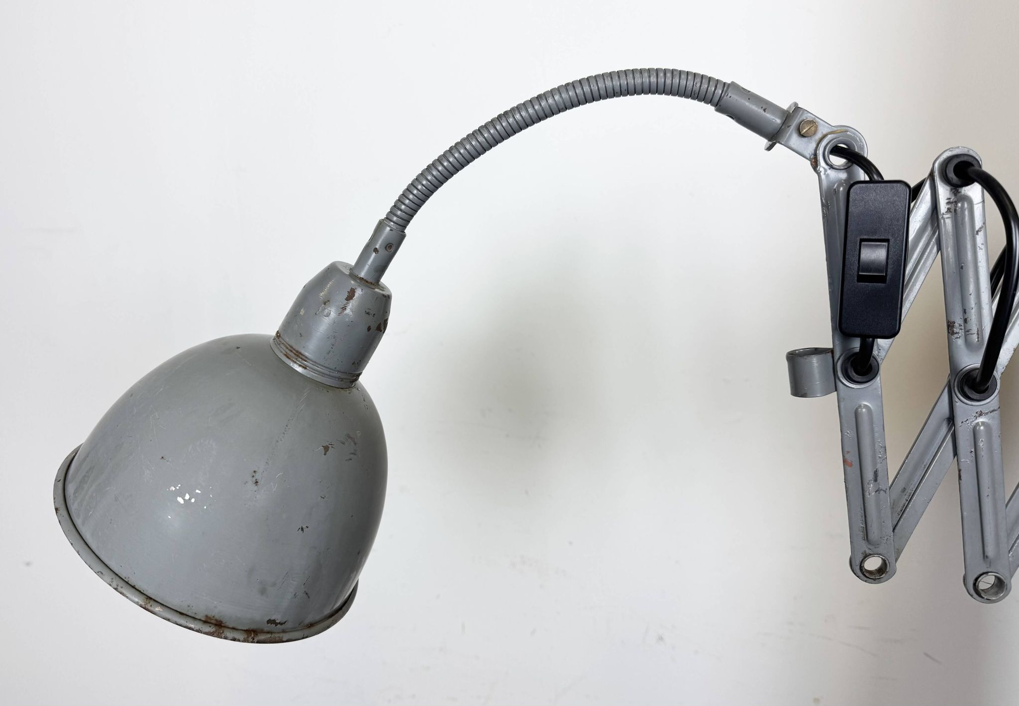 Grey Industrial Scissor Wall Lamp from Elektroinstala, 1960s