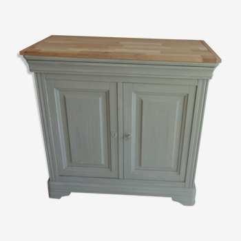 Buffet with a patina of powdery white greyish green