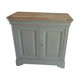Buffet with a patina of powdery white greyish green