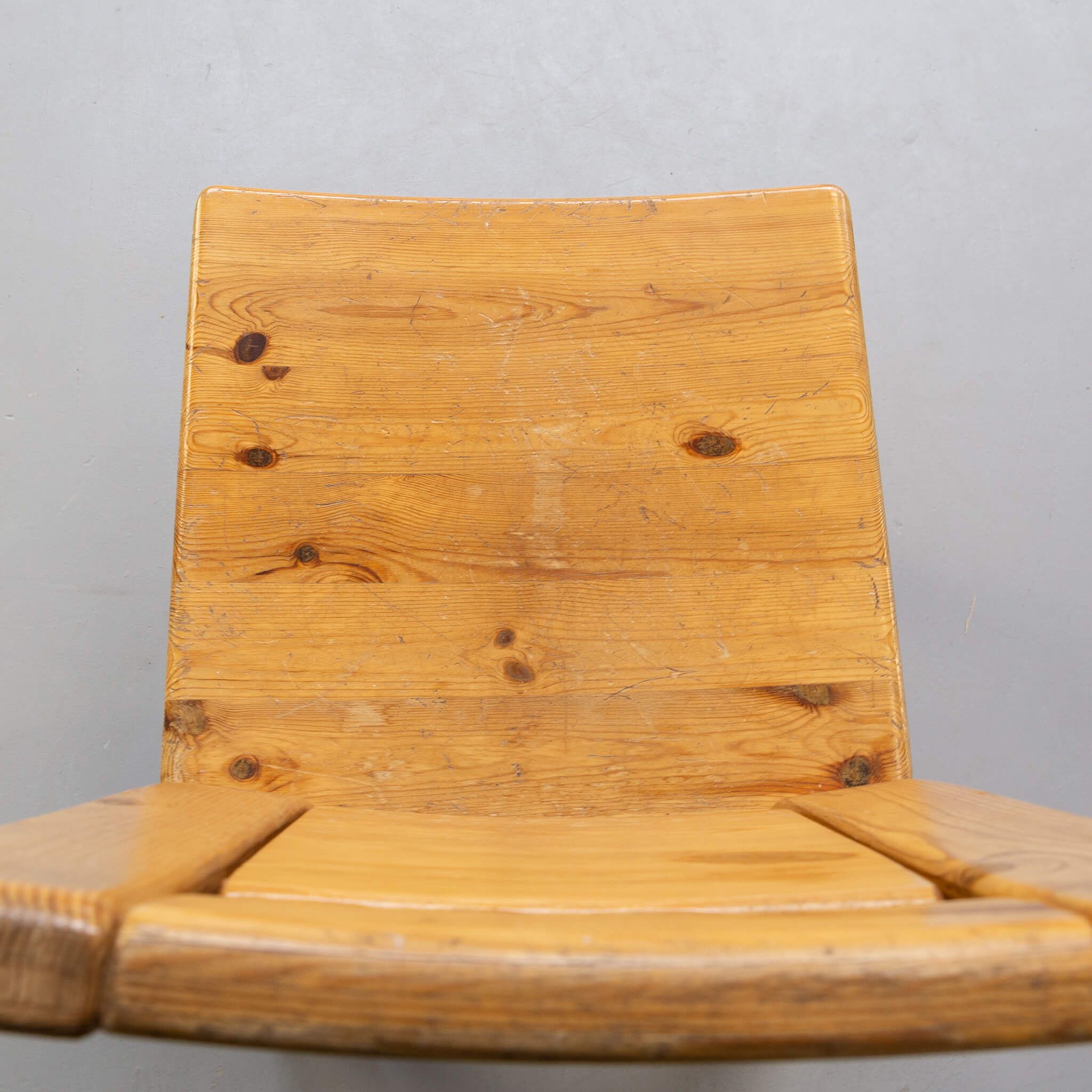 Ensemble de chaises de salle à manger en bois de pin des années 70 / 4