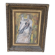 Horse painting with its 19th century frame