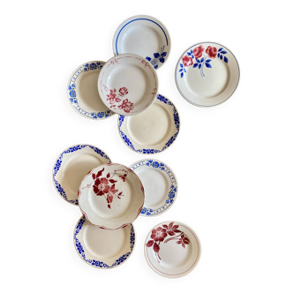 Set of 10 mismatched vintage dessert plates