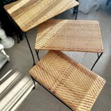Rattan and Wrought Iron Nesting Tables