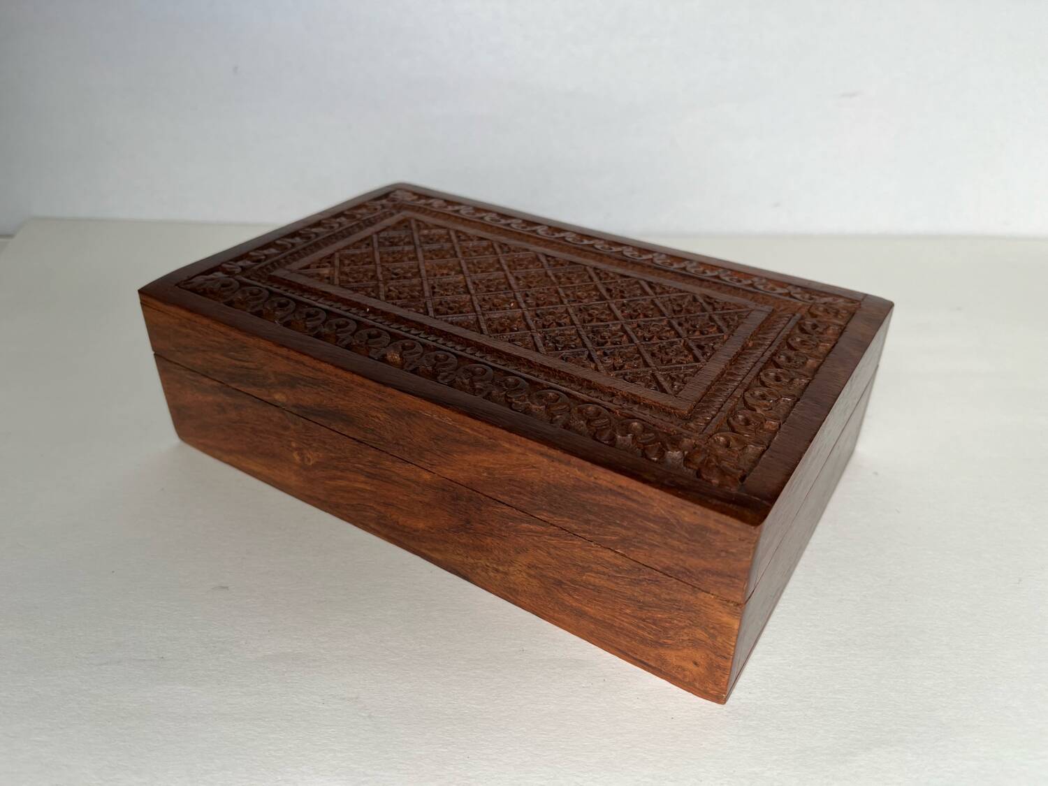 Carved wooden jewelry box
