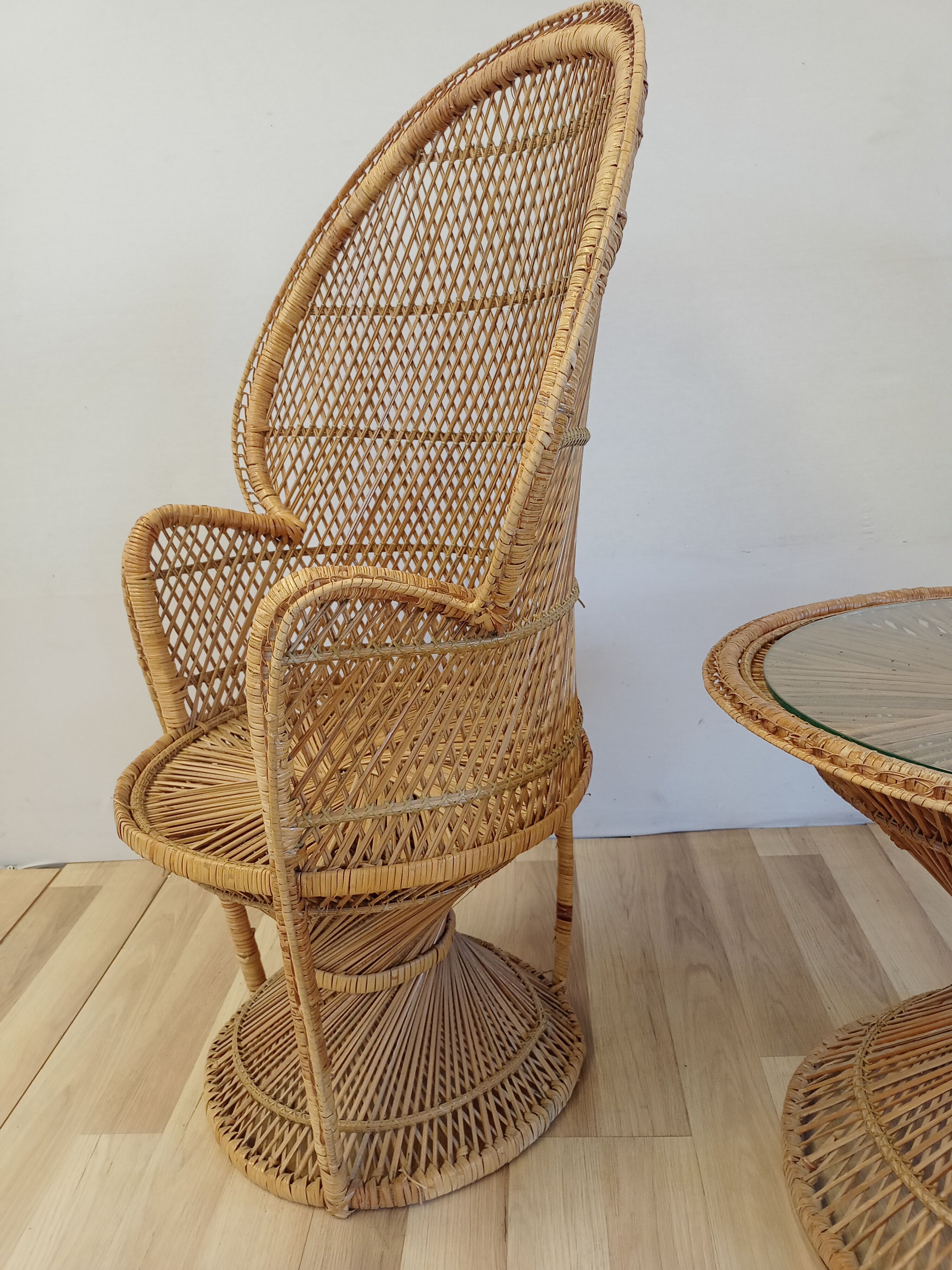armchair "Emanuelle" and its rattan table
