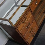 Counter or shop window in oak glass and brass France around 1920