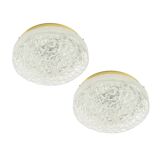 Pair of Large Murano Ice Glass Ceiling Lights from Doria Leuchten, Germany, 1960s