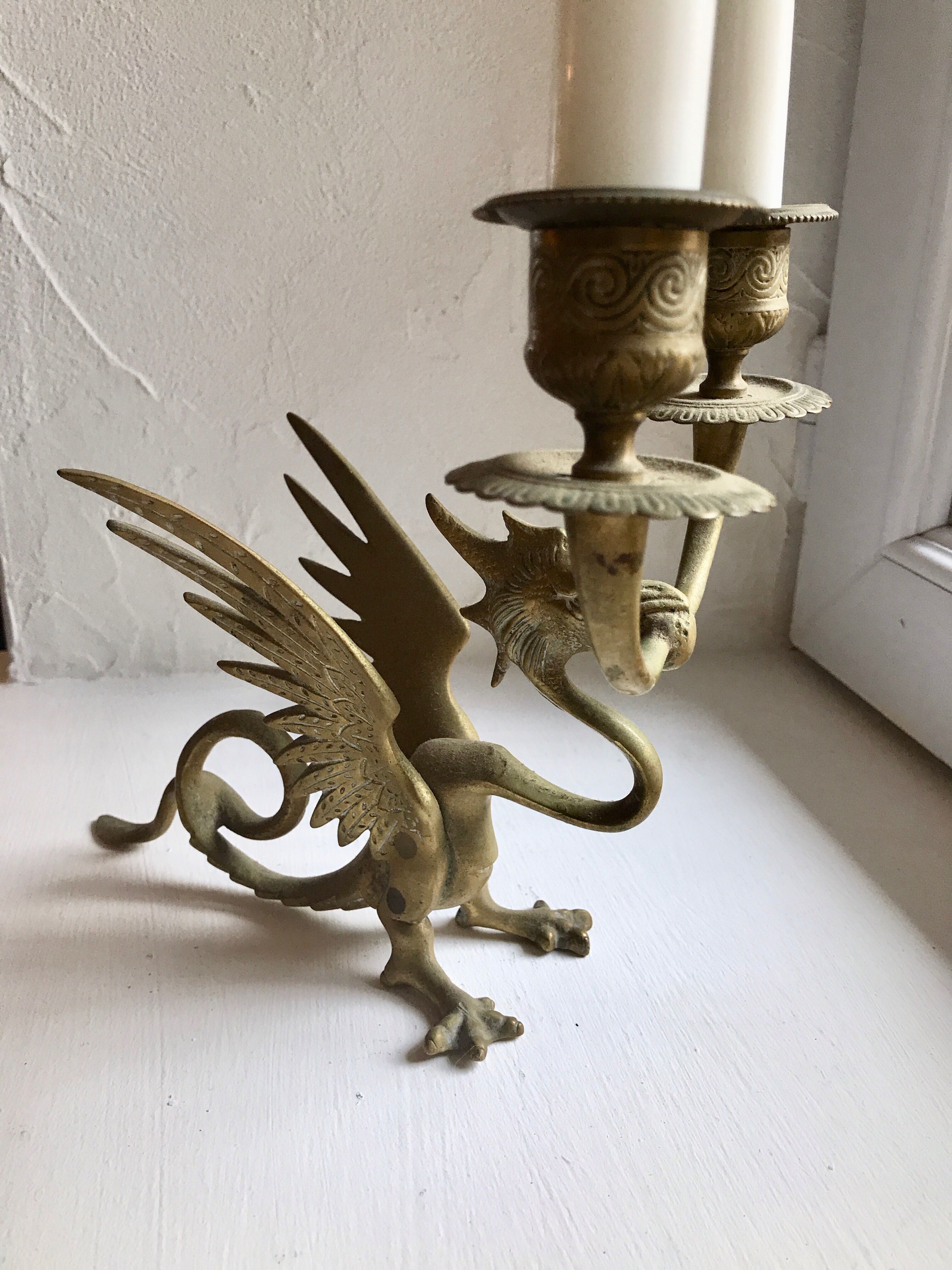 Chimera candlestick in bronze