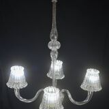 Luxury Art Decò Barovier e Toso Chandelier, Murano "Bubble" Glass, 1950s