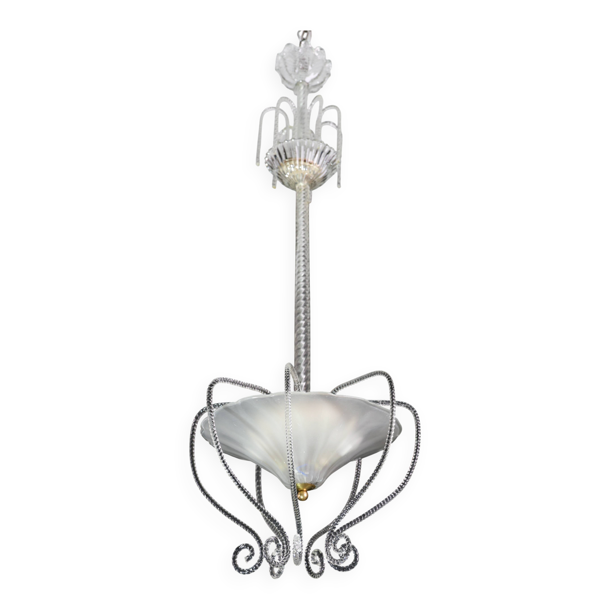 Art Decò Barovier e Toso "Fountain" Murano Glass Chandelier, 1950