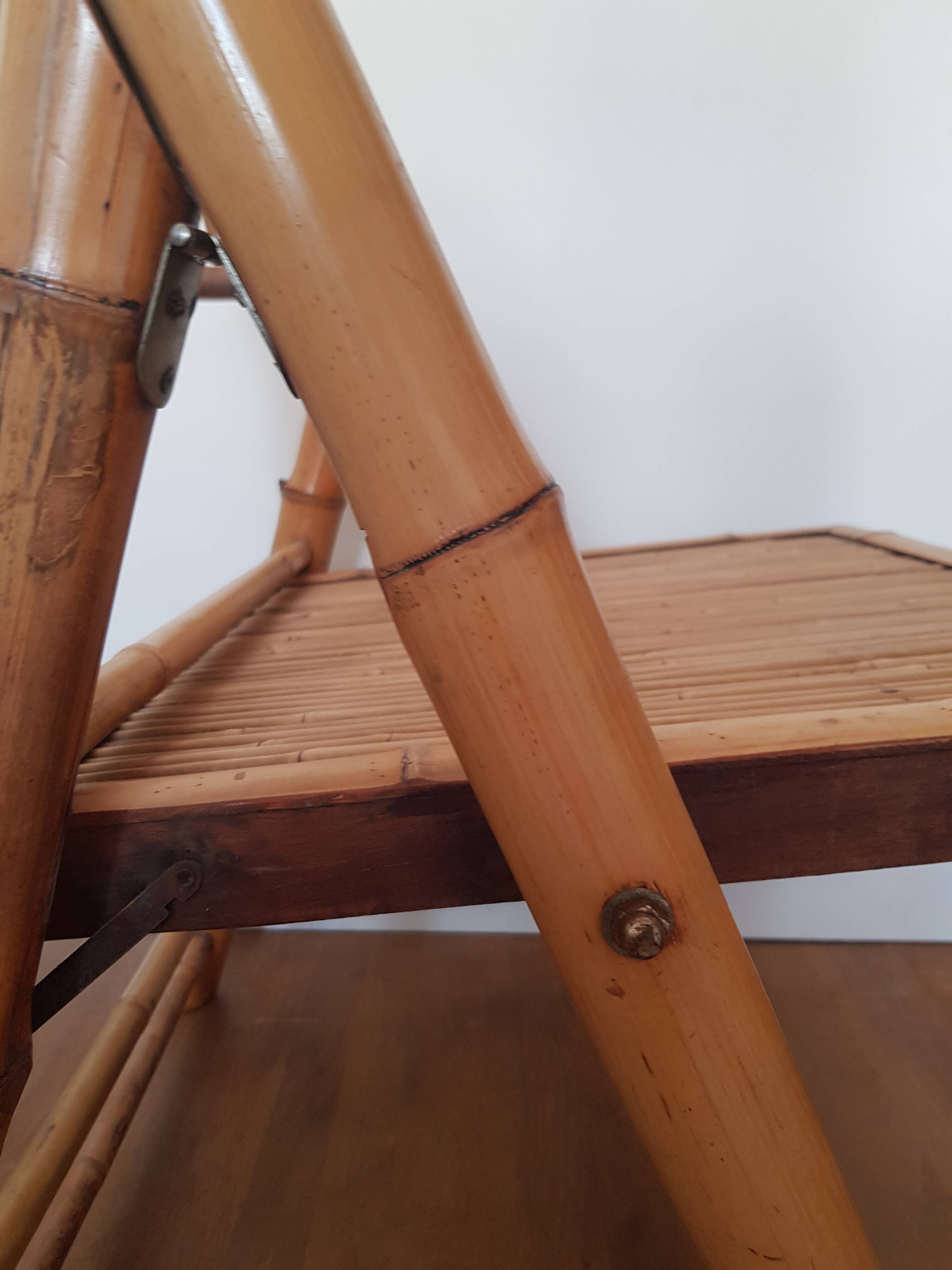 Bamboo and rattan folding chair