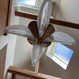 Bronze and molded glass chandelier, 1930s Art Deco style