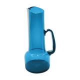Pichet en verre bleu Kastrup Holmegaard par Jacob Bang