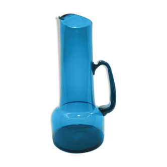 Blue glass pitcher Kastrup Holmegaard by Jacob Bang