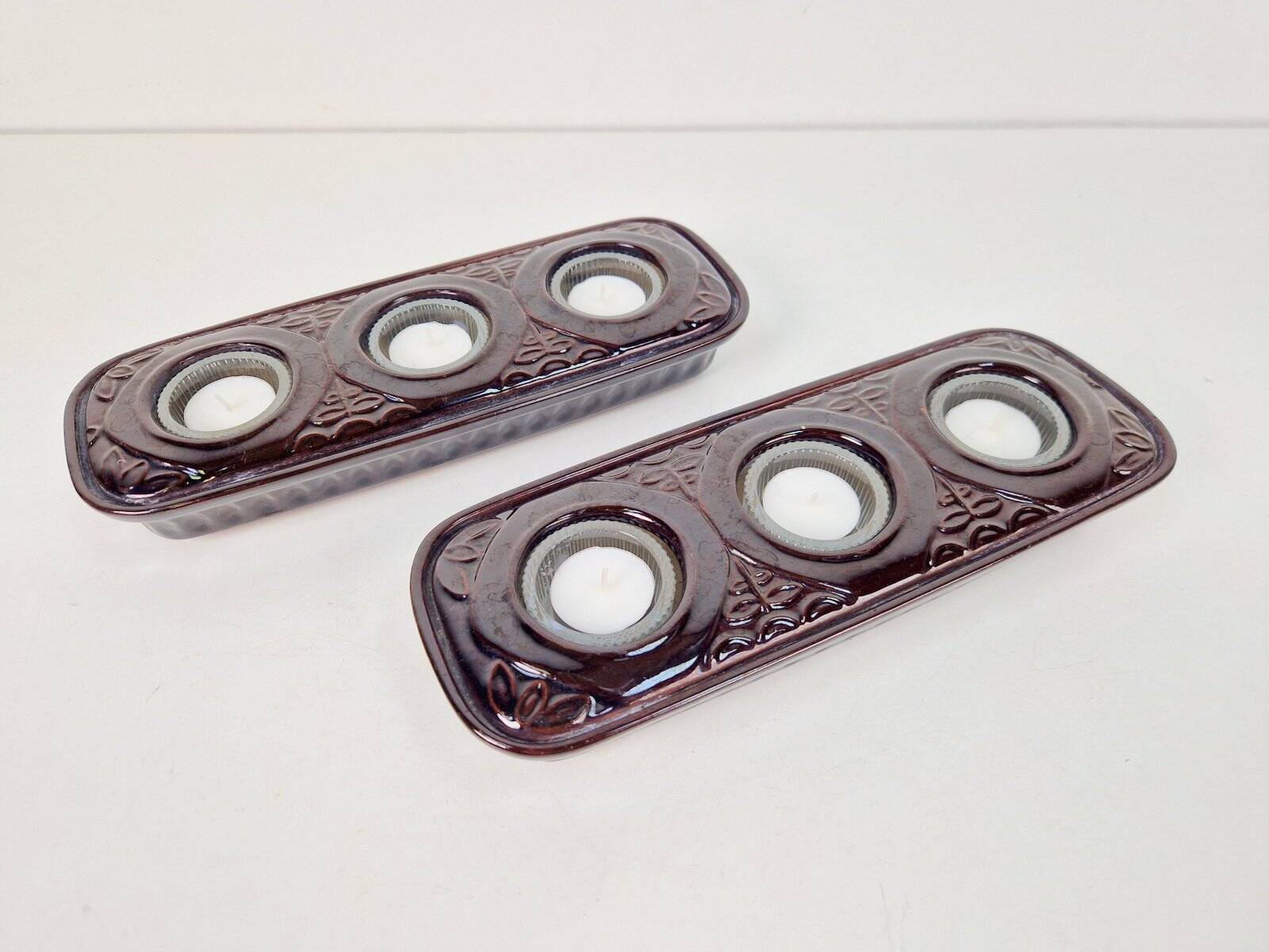 Vintage Tealight Holders in Ceramic from Bay Keramik, 1960s, Set of 2