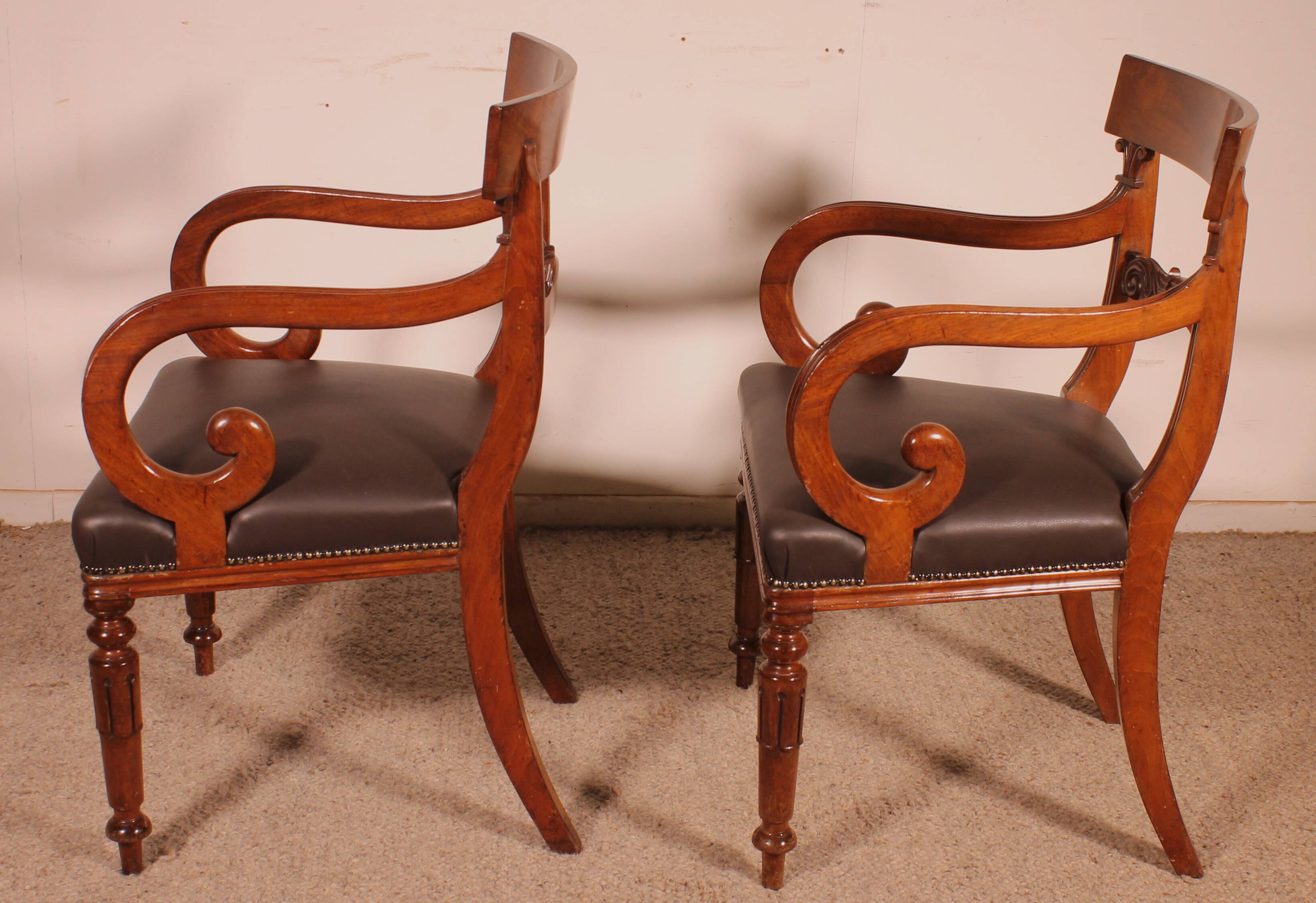 pair of mahogany armchairs from the William IV period circa 1830