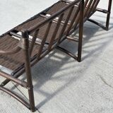 Vintage 3 seater bamboo sofa – bohemian / safari style with cushion