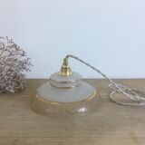 Suspension in white & gold frosted glass