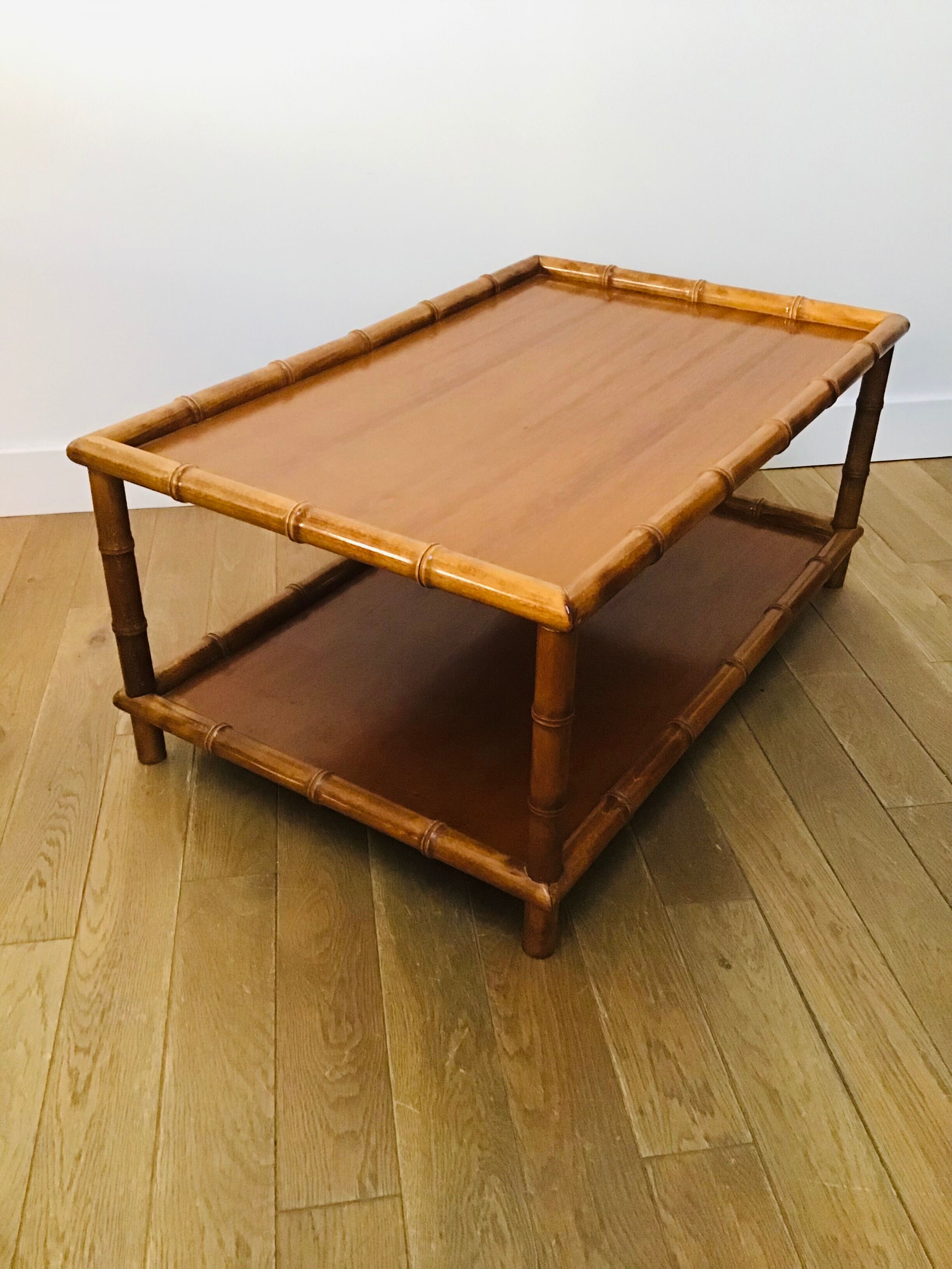 Bamboo-style turned wood coffee table