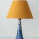 Antique Art Deco Gouda Pottery Table Lamp, c. 1910-35, New Ochre Linen Shade