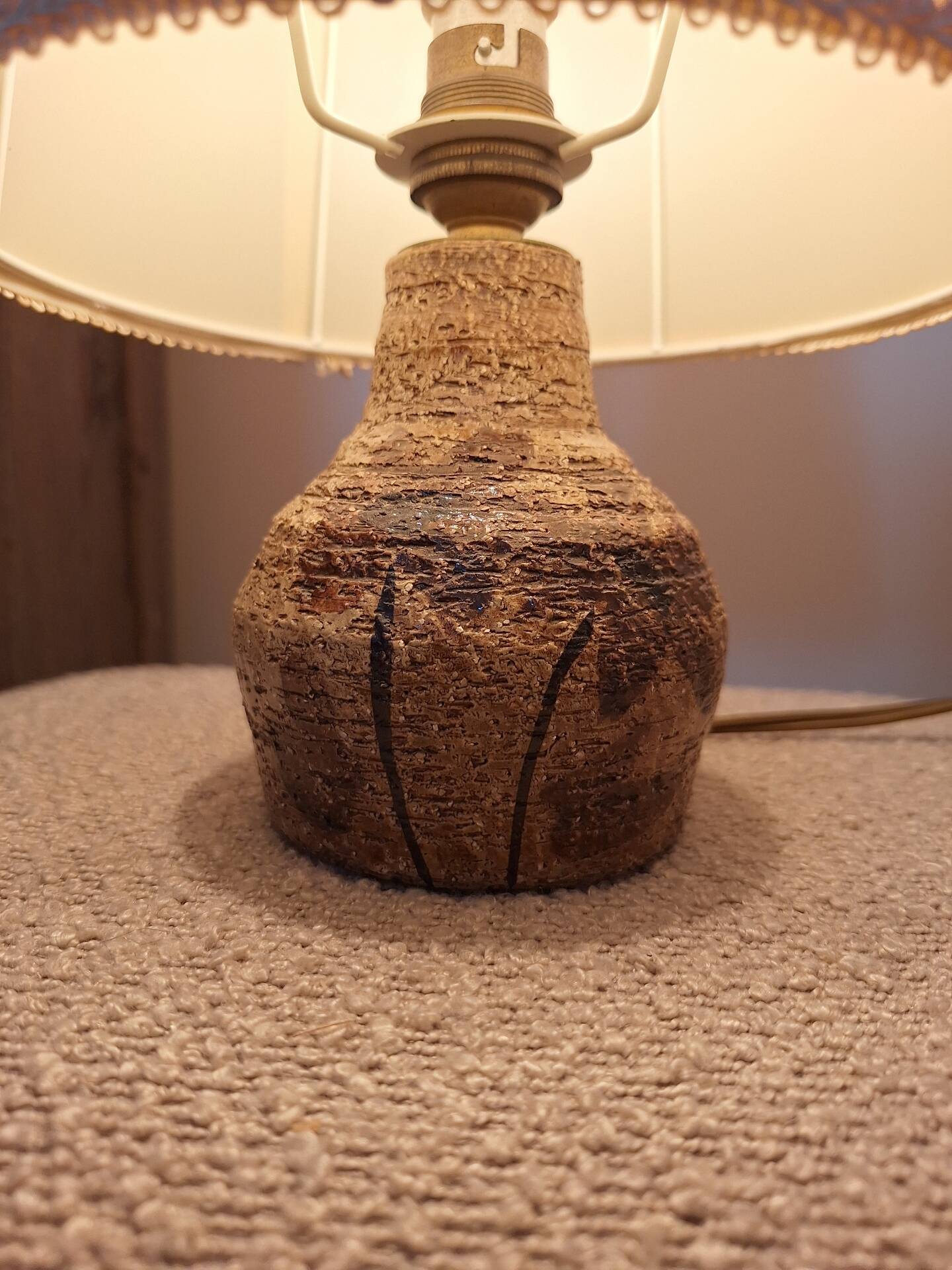Lampe en grès et fleurs séchées atelier " Le Trident " Vallauris