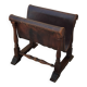 Vintage magazine rack in oak and antique leather