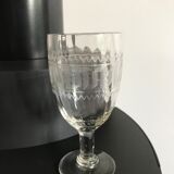 set of 6 large crystal wine glasses engraved early twentieth century