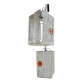 Set of 2 Aureliano Toso Murano glass ceiling lamps, ice glass, 1970s