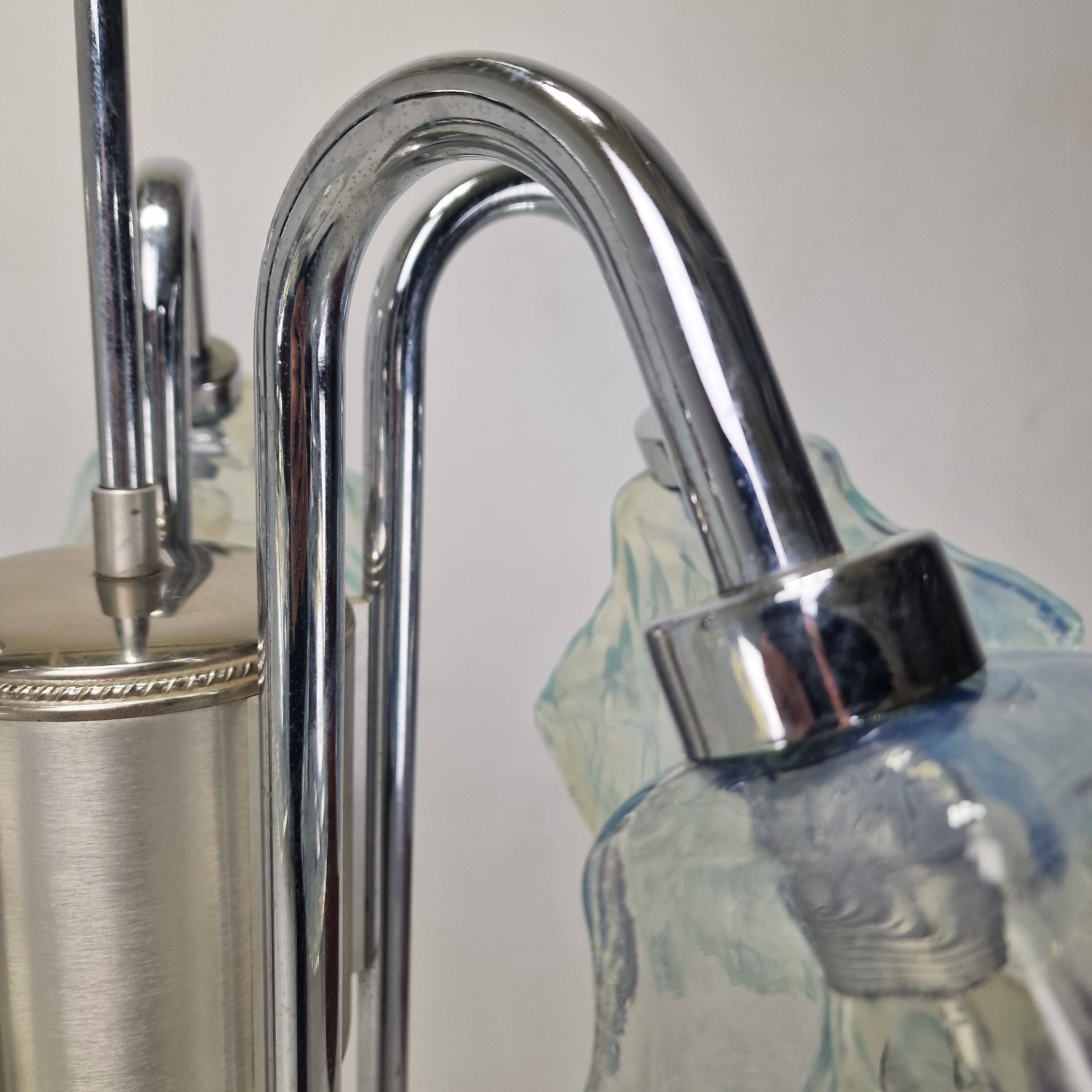 Italian Ceiling Lamp with Five Blue Murano Glass Lamshades – 1970s