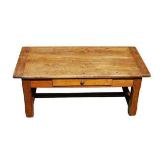 Rustic old wooden coffee table with crossbeam and drawer