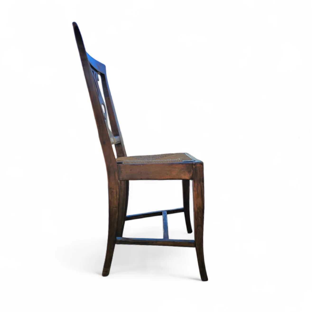 4 x elm dining chair with a carved back frame in a rosette / France / 1890-1900
