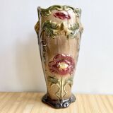 Large Art Nouveau Barbotine vase from Saint-Amand