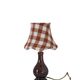 Recycled vintage lamp — brown ceramic base, terracotta gingham shade